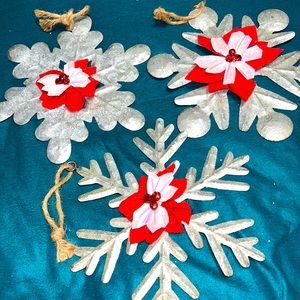 Rustic Tin Plate Snowflakes EXTRA LARGE Holiday Winter Wall Art Hanging Metal